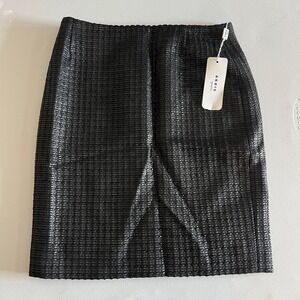 Akris Women's Skirt Black Tweed Metallic Sheen Career Pencil Sz 4 NEW $495